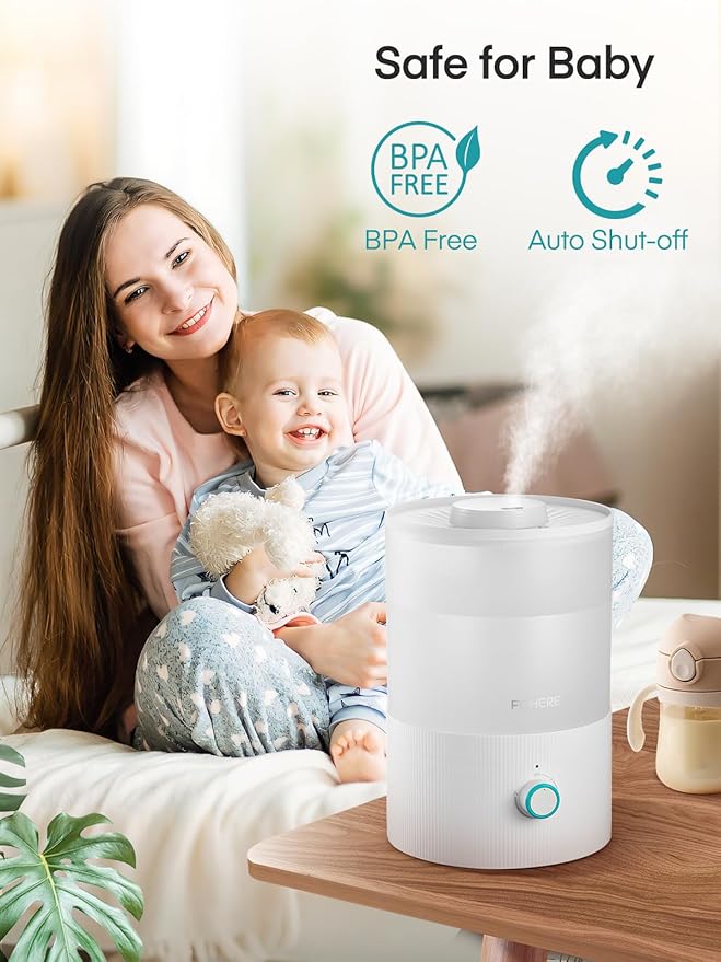 FOHERE Humidifiers for Bedroom, 3.2L Top Fill Cool Mist Ultrasonic Humidifier - Image 6