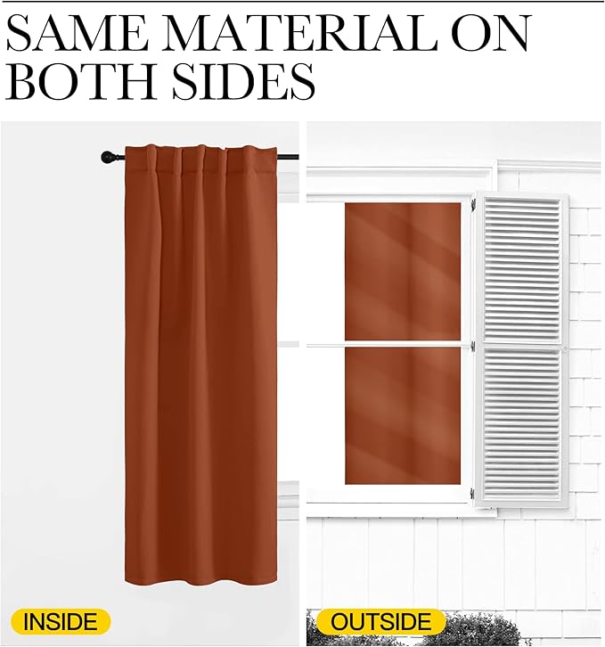 NICETOWN Halloween Blackout Curtain Panels Window Draperies, Burnt Orange Color - Image 6