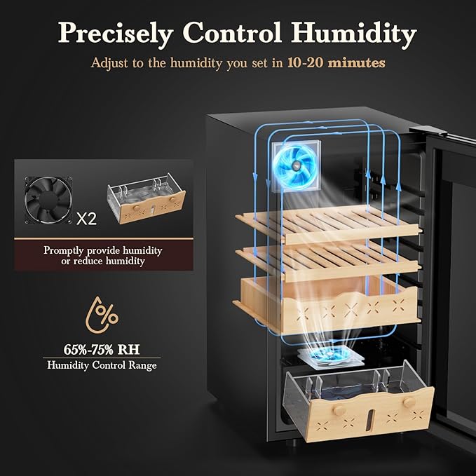 65L Electric Cigar Humidor, Intelligent Temperature & Humidity Control - Image 3
