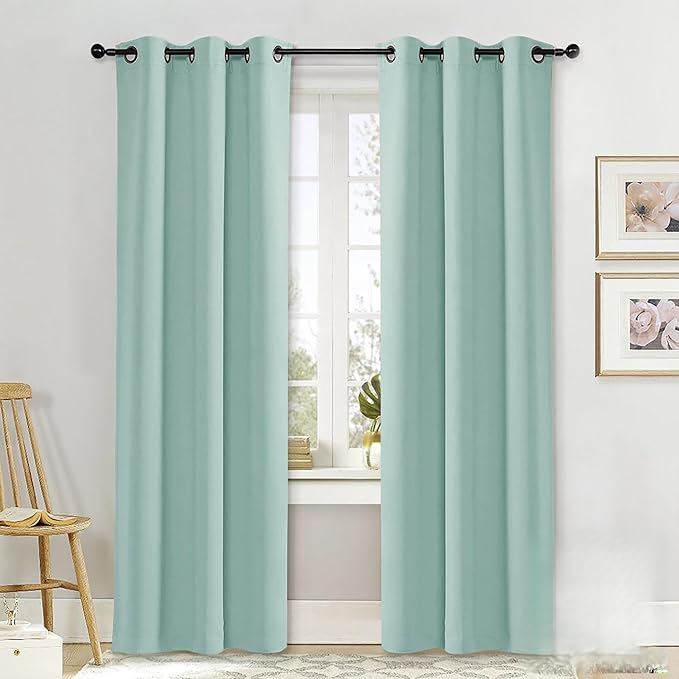 NICETOWN Curtain Blackout Drape Panel, Single Panel, 34 x 84 inch, Aqua Blue by NICETOWN