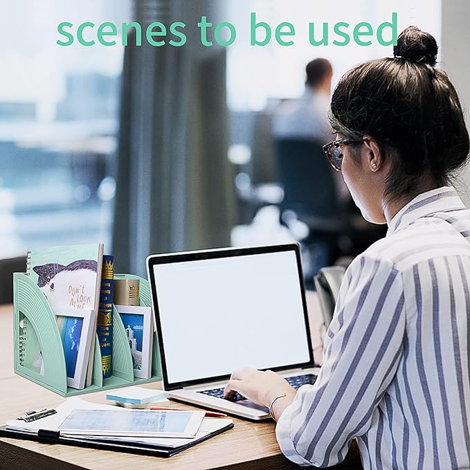SAYEEC Sturdy Magazine Holder 4 Compartments Plastic Desktop File Organizer - Image 5