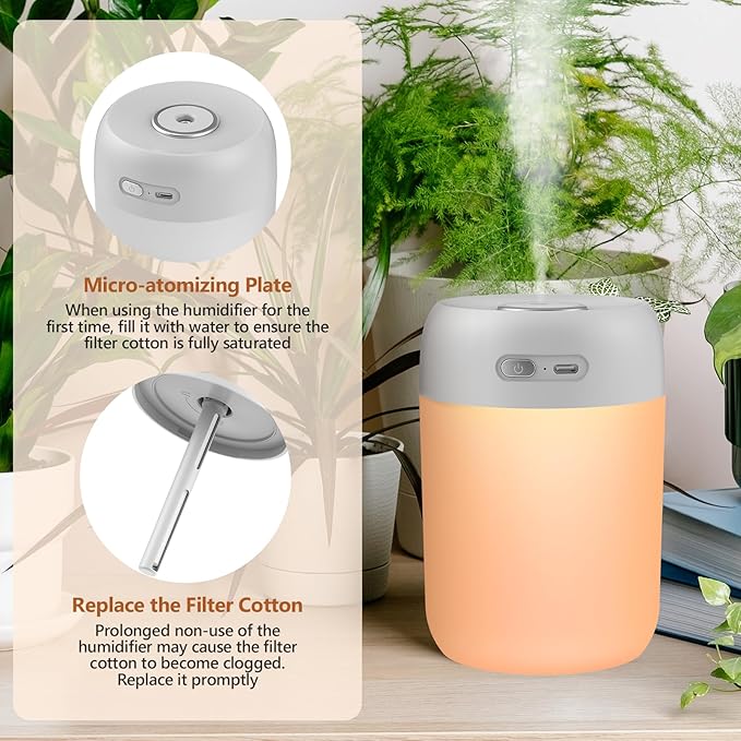 Portable Small Humidifier, 650ml Colorful Mini Humidifier - Image 8