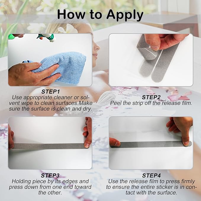 S&X Bathtub Non-Slip Stickers, Gritty Textured Slip-Resistant Treads - Image 6