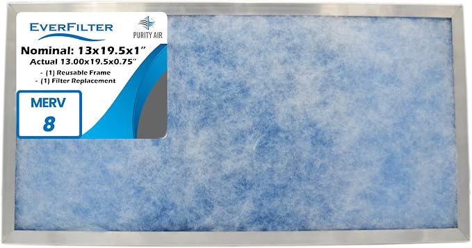 13x19.5x1 Air Filter MERV 8 Filter Media, AC Furnace Filter, Aluminum Reusable by PurityAir
