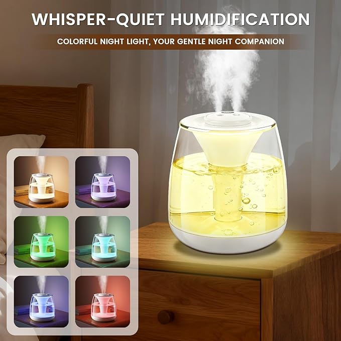 Humidifiers for Bedroom, 3 L Cool Mist Top-Fill 40H Super Long Time, 23dB Quiet - Image 5
