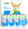 EBL 9V Batteries 8 Pack, Alkaline Power 9 Volt Battery, 7-Year Shelf Life | by EBL
