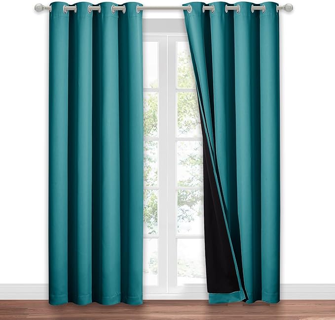 NICETOWN Peacock Teal 100% Blackout Window Curtain Panel, Cold and Full Light - Image 2