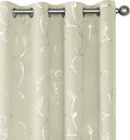 BUHUA Blackout Curtains Silver Foil Print Flower Vine Grommet Drapes, Room by BUHUA