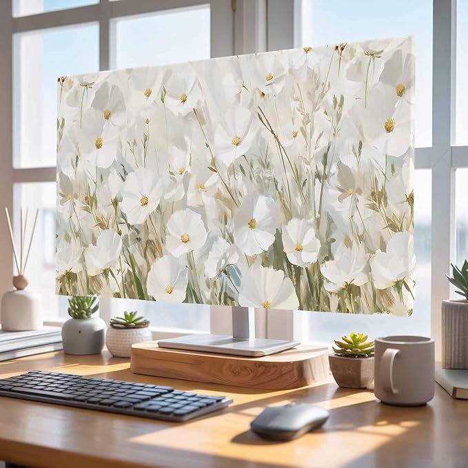Summer White Gardenia Flower Indoor TV Cover, Elastic TV Screen Protector - Image 4