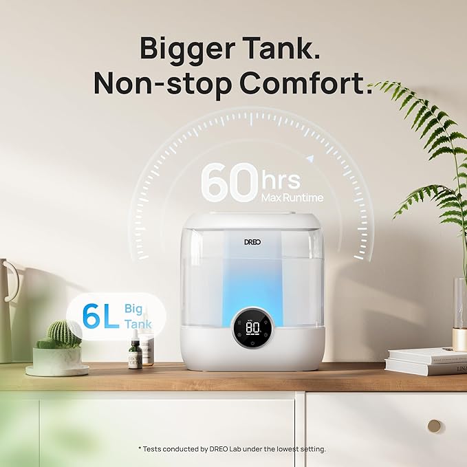 DREO Smart Humidifiers for Bedroom, 6L Top Fill Supersized Cool Mist Humidifier - Image 5