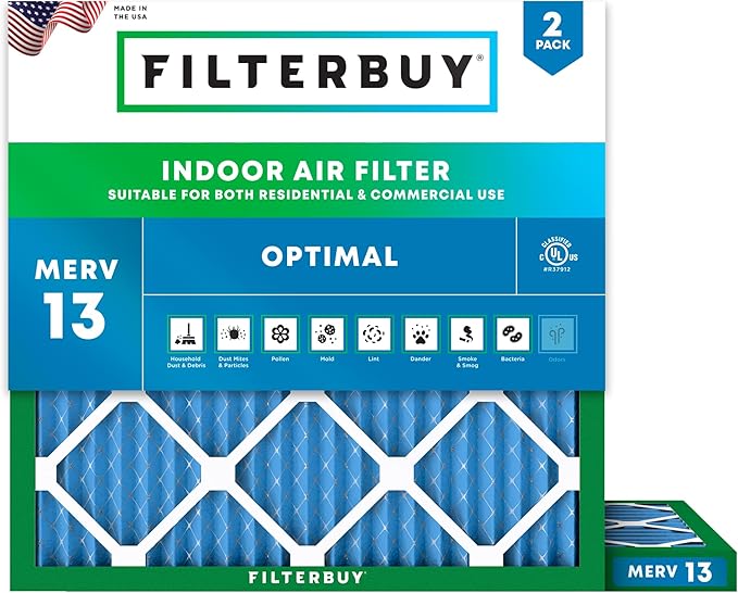 Filterbuy 30x30x1 Air Filter MERV 13 Optimal Smoke & Allergy Defense, by Filterbuy