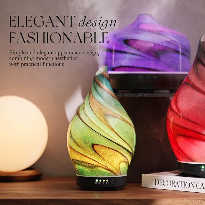 Porseme 150ml Essential Oil Diffuser Glass Color Changing Aroma Air Diffusers - Image 4