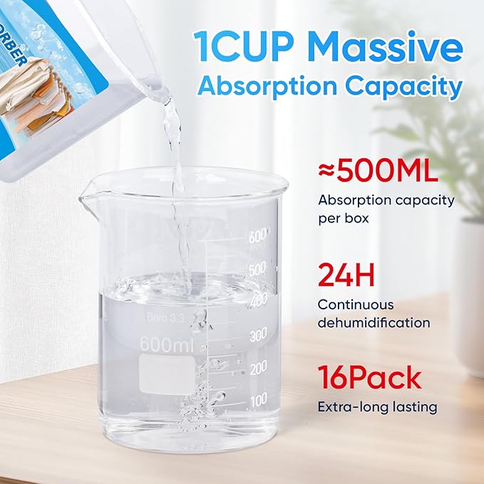 16 Pack Moisture Absorbers, 10.5 OZ Humidity Absorber Bucket, Moisture Absorbers - Image 5
