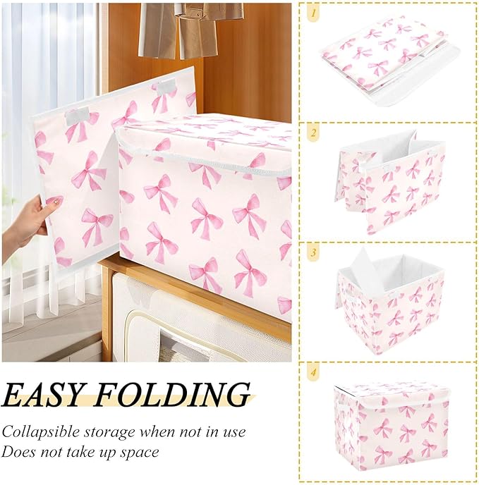 xigua Pink Bow Storage Bins - Image 4