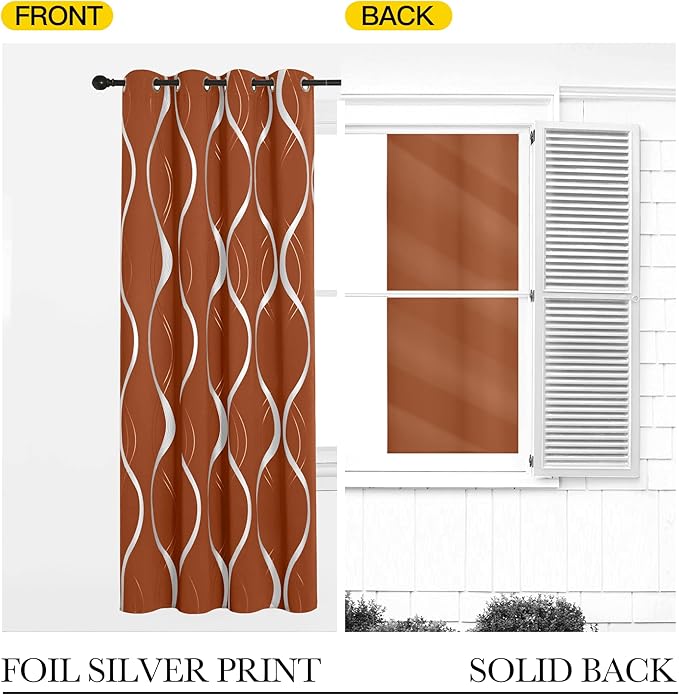 NICETOWN Burnt Orange Fall Blackout Curtain Panels - Image 5