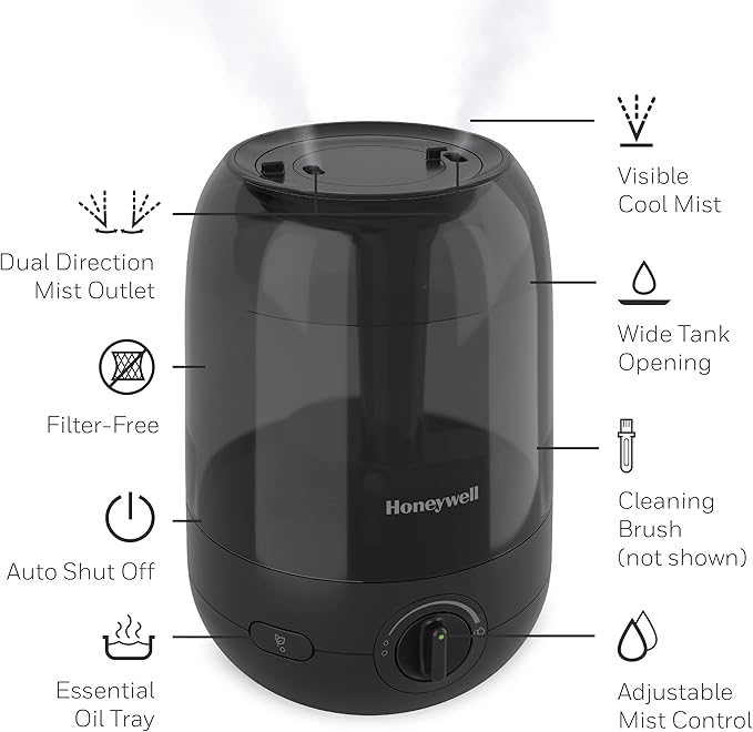 Honeywell Ultra Comfort Cool Mist Humidifier, No Filter, Cleaning Brush Included - Image 8