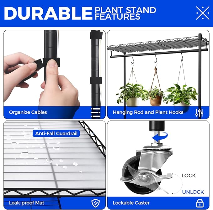Barrina CX3 Plant Stand with Grow Light, 3FT 5000K, 108W Full Spectrum Indoor - Image 4