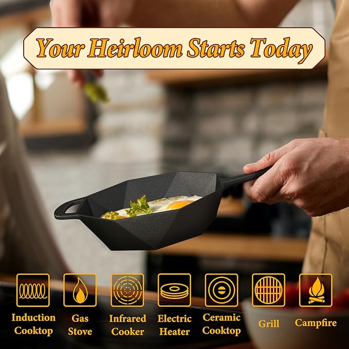 Dual-Layer Wood Stove Steamer/Humidifier + 6.5 Inch Octagon Cast Iron Skillet - Image 4
