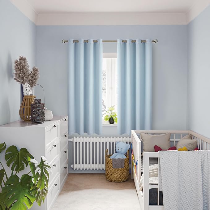 BGment Baby Blue 100% Blackout Curtains - Image 2