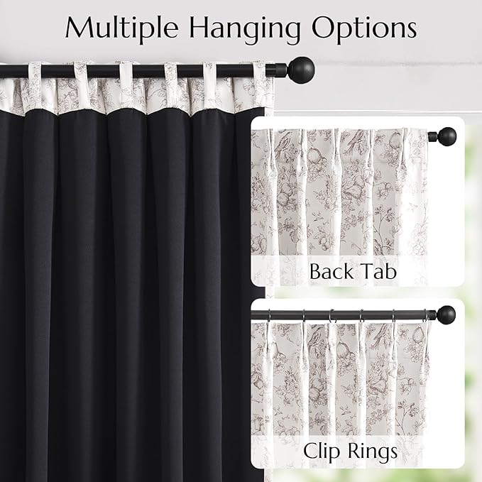 jinchan Pinch Pleated 95% Blackout Floral Curtains, Taupe 96 Inch, Room - Image 4