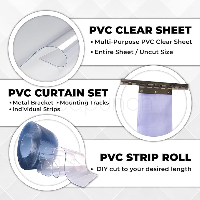 7x78.7 inch Clear PVC Curtain Plastic Strip, Thermal Door Cover - Image 2