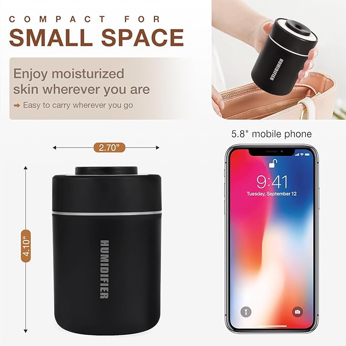 Portable Mini Humidifier, 180ml USB Cool Mist Small Humidifiers - Image 3