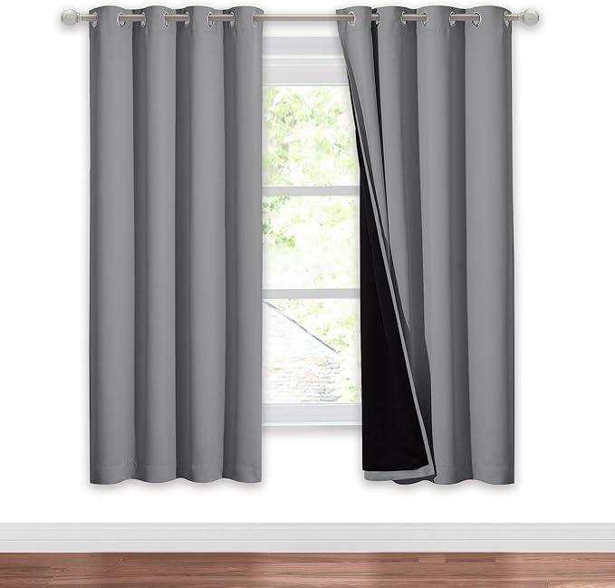 NICETOWN Silver Grey Full Shade Curtain Panel, Energy Smart & Noise Blocking - Image 2