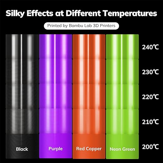 AMOLEN PLA 3D Printer Filament Silk PLA Filament 1.75mm Silk Filament Pack - Image 3