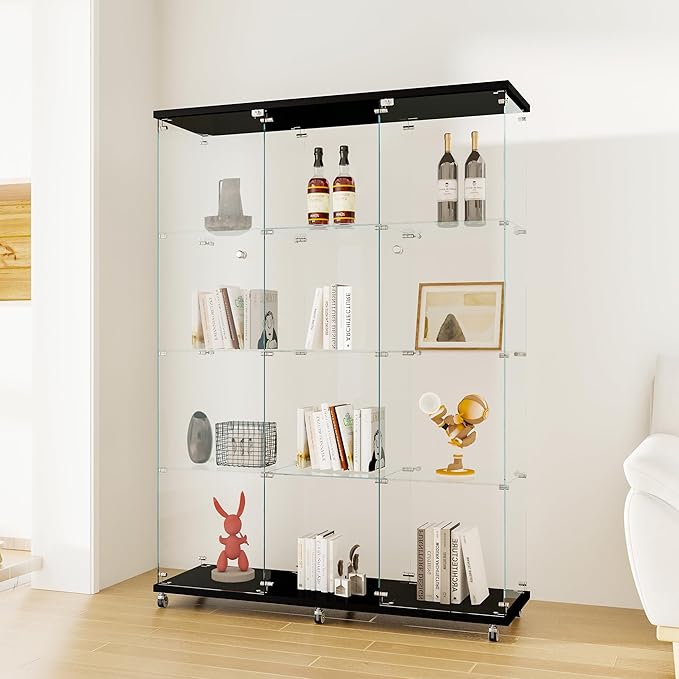 Yoluckea 4 Shelves Glass Display Cabinet Extra Large, Floor Standing Clear - Image 6
