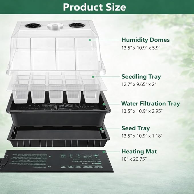 2 Sets Seed Starter Tray with Grow Light & Heat Mat, 40-Cell Seed Starter Kit - Image 4