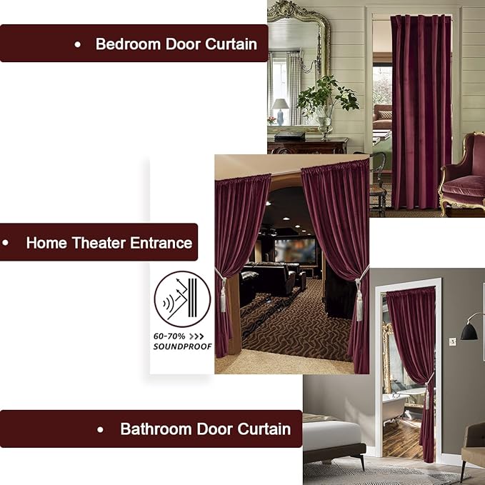 Burgundy Curtains for Bedroom, Back Tab Rod Pocket Single Curtain Panel - Image 5