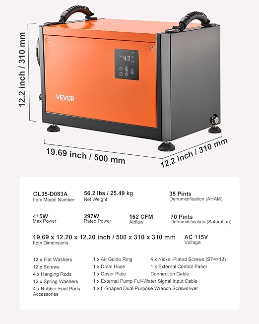 VEVOR 70 Pints Commercial Dehumidifier - Image 7