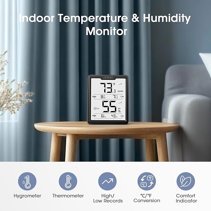 DOQAUS Upgraded Digital Hygrometer Room Thermometer Indoor, Humidity Meter - Image 2