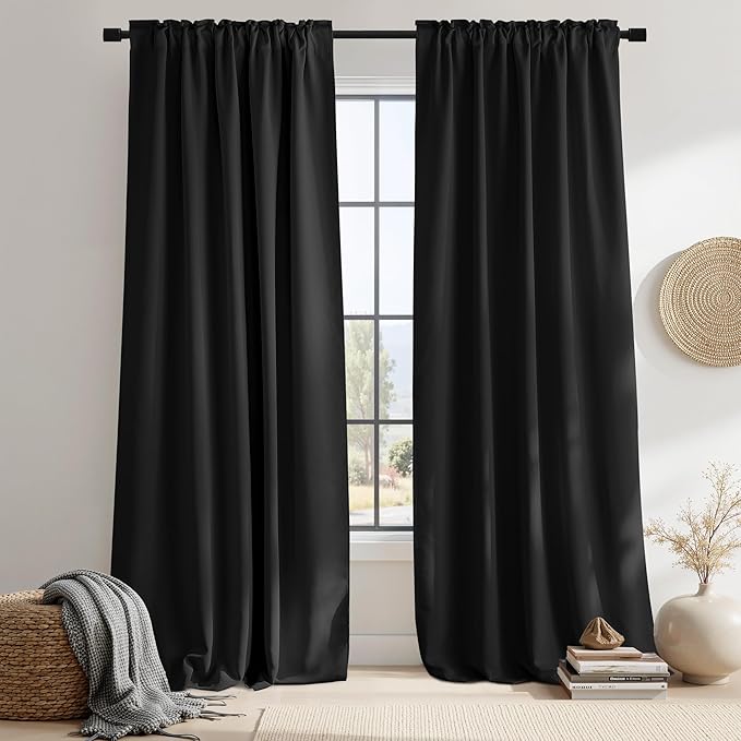 NICETOWN Halloween Black Blackout Living Room Curtains 84 inches Long, 1 Pair - Image 2