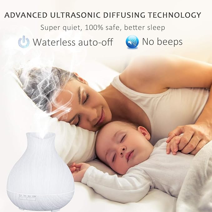 BZseed Aromatherapy Essential Oil Diffuser 550ml 12 Hours White Wood Grain - Image 4