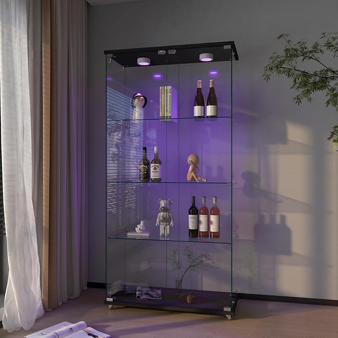 Yoluckea 4-Shelf Glass Display Cabinet - Image 7