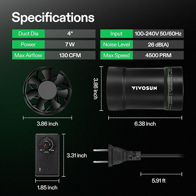 VIVOSUN 4” Inline Booster Duct Fan - Image 7