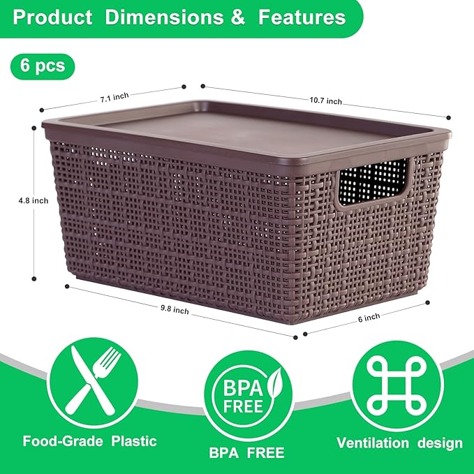 6 Pack Plastic Storage Baskets - Image 3