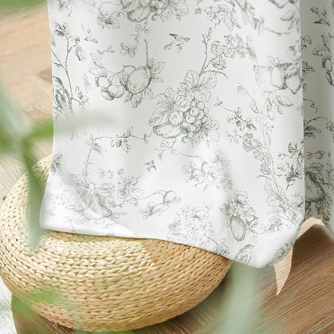 jinchan 95% Blackout Floral Curtains 96 Inches Long, Printed Flower Sage Green - Image 7