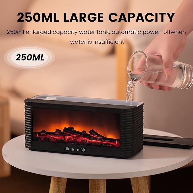 Flame Fireplace Aroma Essential Oil Diffuser, 250ml Ultrasonic Aromatherapy - Image 6
