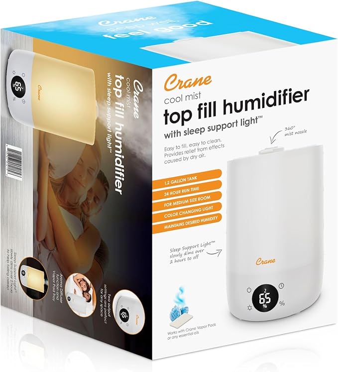 Crane Ultra-Quiet 3-in-1 Humidifier, Essential Oil Aroma Diffuser & Soothing - Image 9