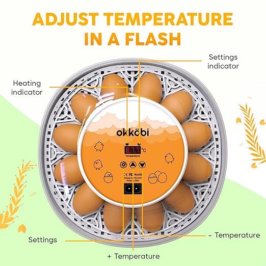 Okkobi M12 Egg Incubator with Automatic Turner and Humidity Control - Image 2