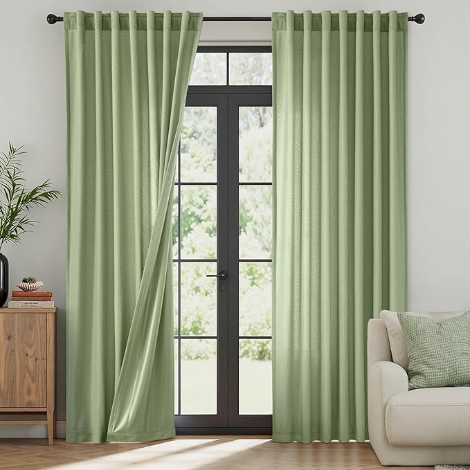 MIULEE Sage Green Thermal Insulated Curtains 96 Inch Long 2 Panels Set by MIULEE