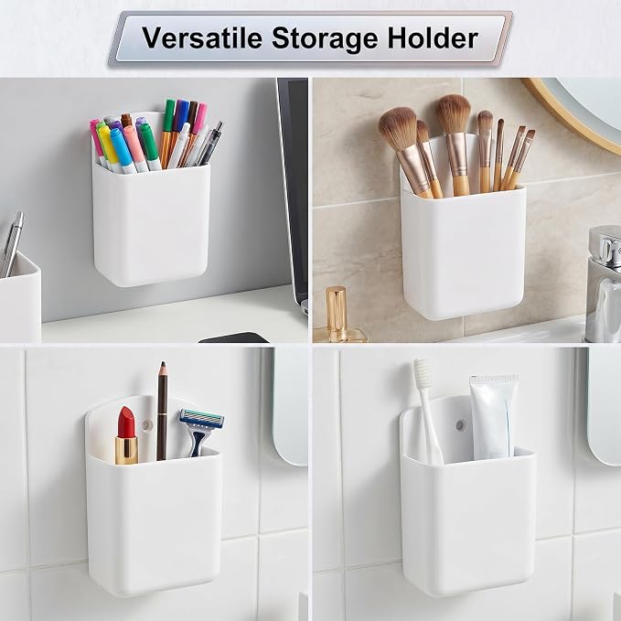 2 Pack White Remote Control Holder, Self adhesive Wall Mount Storage Box - Image 7
