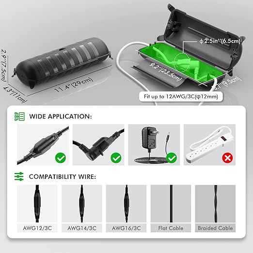 RESTMO Outdoor IP44 Waterproof Electrical Box, Weatherproof Extension Cord Cover - Image 2