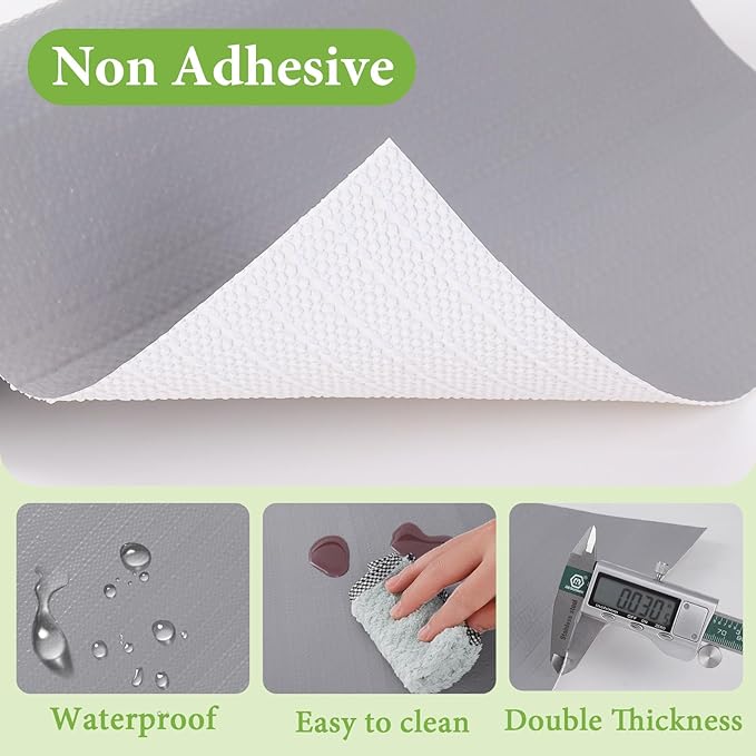 Shelf Liners for Kitchen Cabinets 12in x 30FT Non Adhesive Drawer Liner Grey - Image 2
