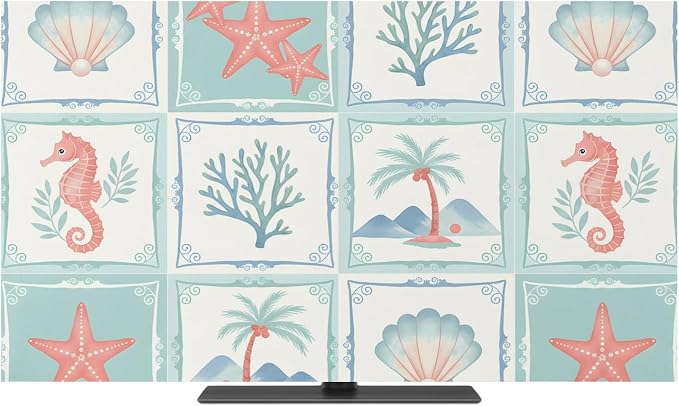 Summer Ocean Beach Palms Indoor TV Cover, Elastic TV Screen Protector Coastal - Image 2