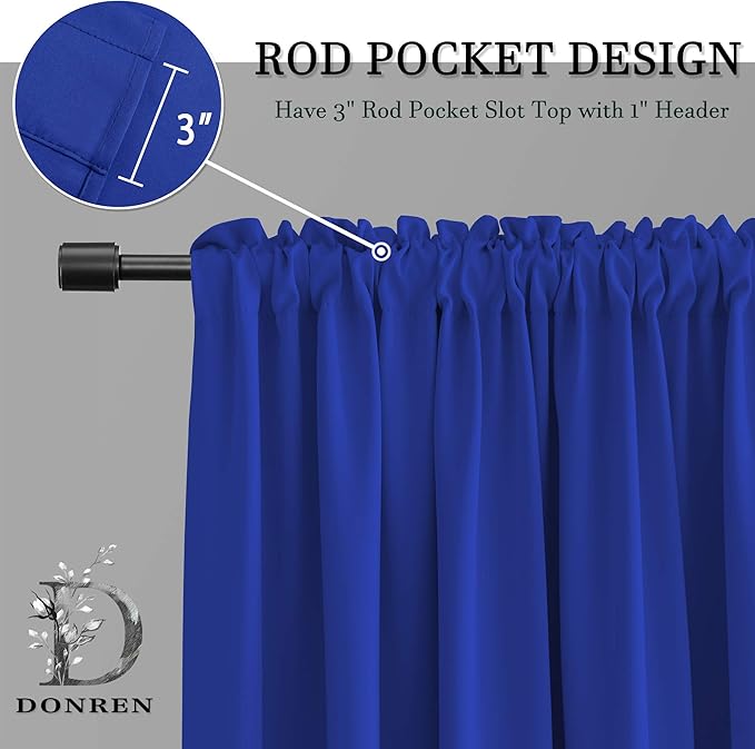 DONREN 2 Panels Royal Blue Blackout Curtain Panels - Image 5
