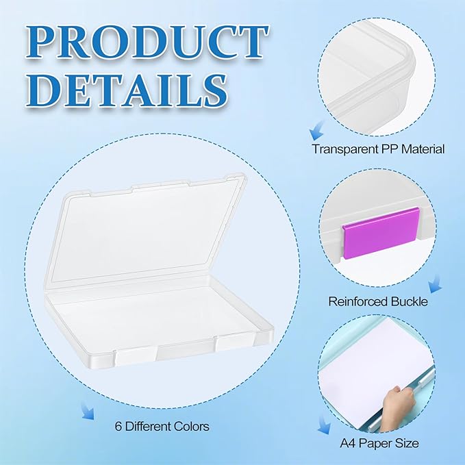 ZILAMGOO 6 Pcs Clear Plastic Document Storage Box, A4 File Box Paper Organizers - Image 3