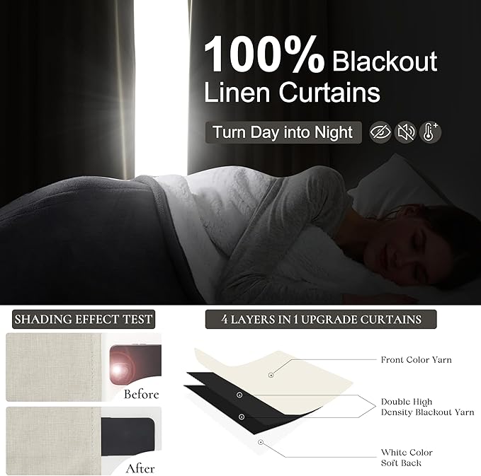 Pinch Pleat Cream Linen 102 Inch Long Curtains - Image 2